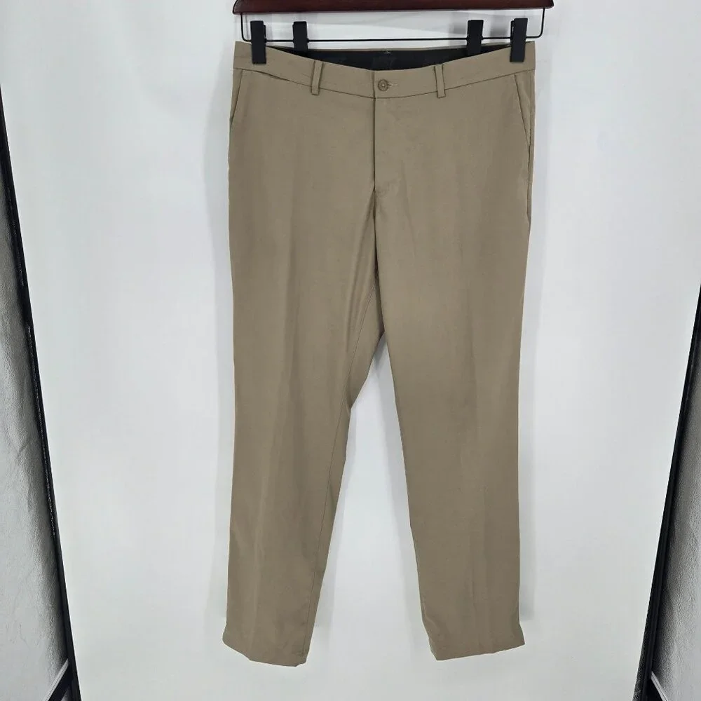 Nike dri fit mens size 36x34 tan flat front fit flex golf performance pants
